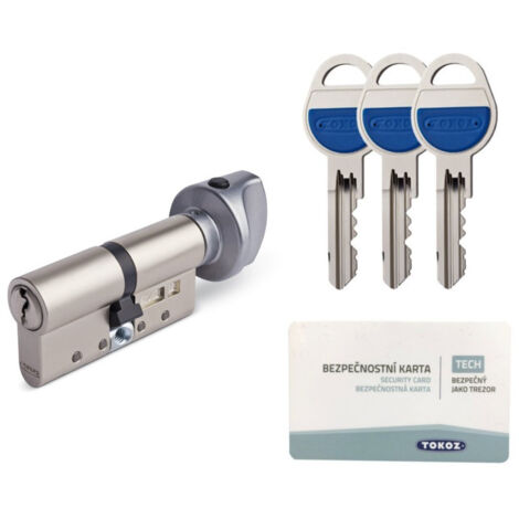 Cylindre de serrure haute sûreté à bouton – Dimensions 30x30 mm – 3 clés protégées – Serrure à billes sur acier trempé – Certifié EN1303 – Tokoz