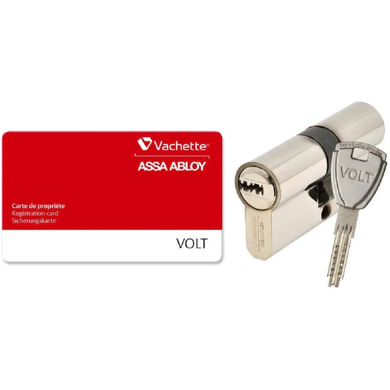 

Vachette - Cilindro de cerradura niquelado Volt 30x30mm, 6 pitones, 4 llaves reversibles.