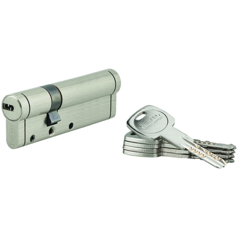 Cylindre de serrure Trafic 12, 30x65mm, nickel, anti-arrachement, anti-perçage, anti-casse, 5 clés
