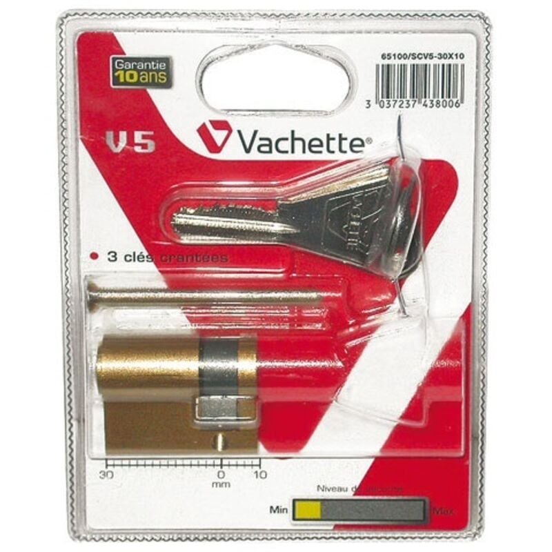 Demi cylindre Vachette laiton pour porte de garage 30x10