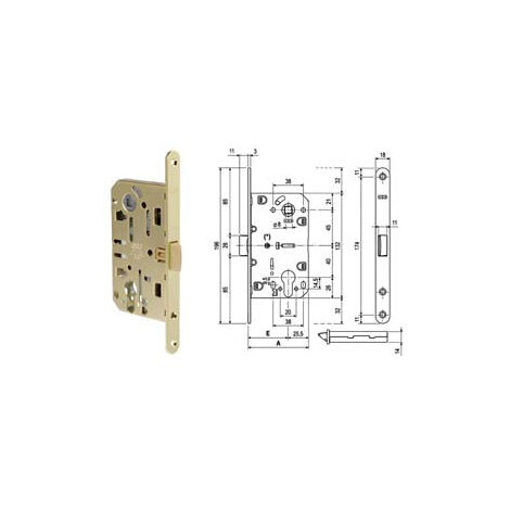 Cylindre de verrouillage médian Evolution. Trou seulement Scr. Nylon B.Do T.Do Ott. - bord en acier laitonné mm.50 (1103.50.03)