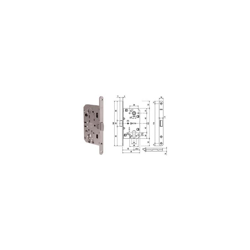 Cylindre de verrouillage médian Evolution. Trou seulement Scr. Nylon B.T.Do Cr. Op. - bord chromé mat mm.50 (1103.50.34)