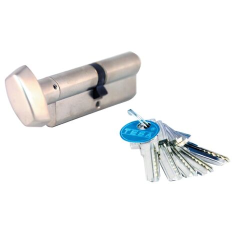 Cylindre double à bouton type T60 laiton nickelé 5 clés réversibles fonction débrayable 40 x B40 Varié - Tesa securité