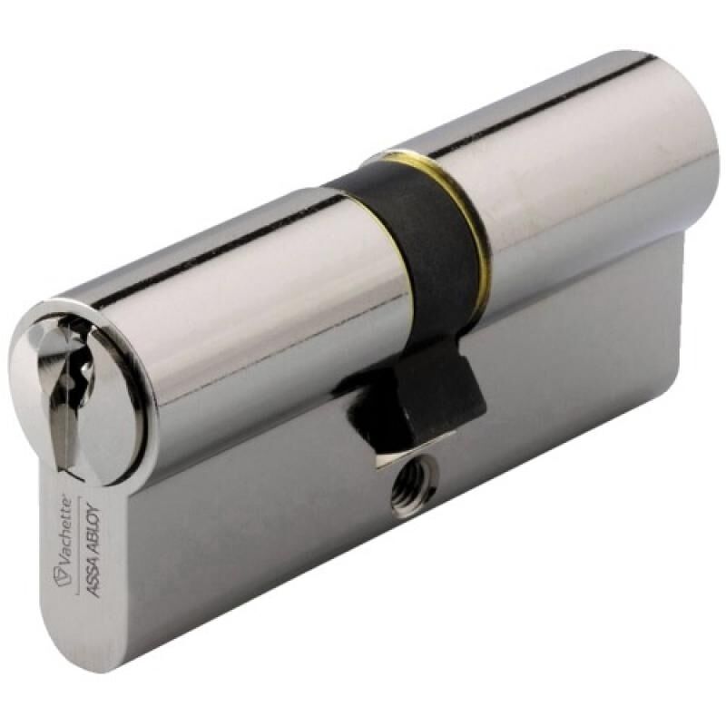 Cylindre double de sûreté 30 x 40 en laiton nickelé satiné - Profil européen s entrouvrant - Série 7001 Vachette