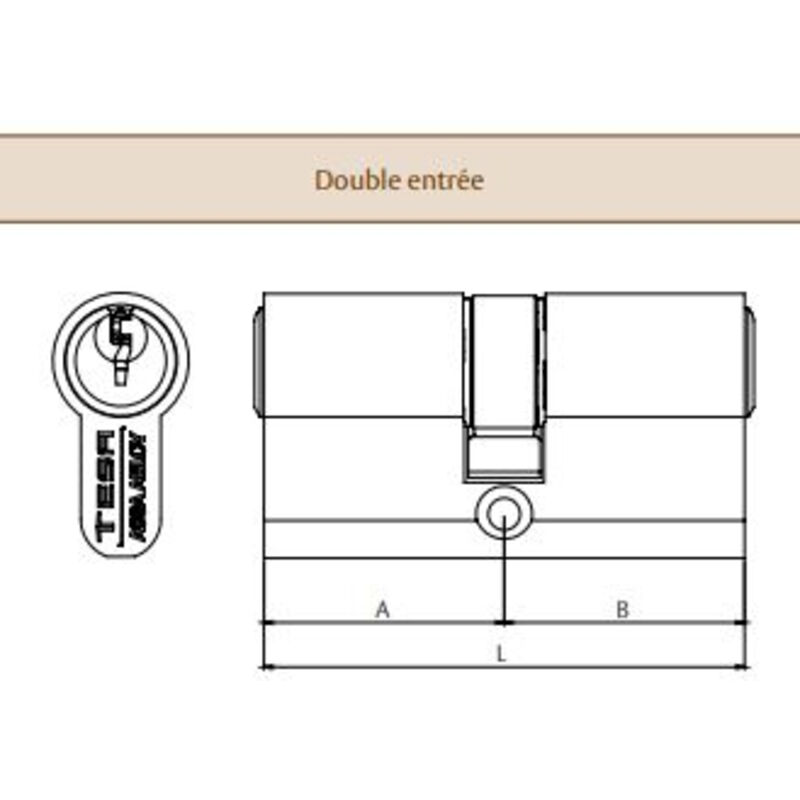 Cylindre double de sûreté TE-5 varié 30 x 80 finition laiton nickelé 3 clés Tesa Securité