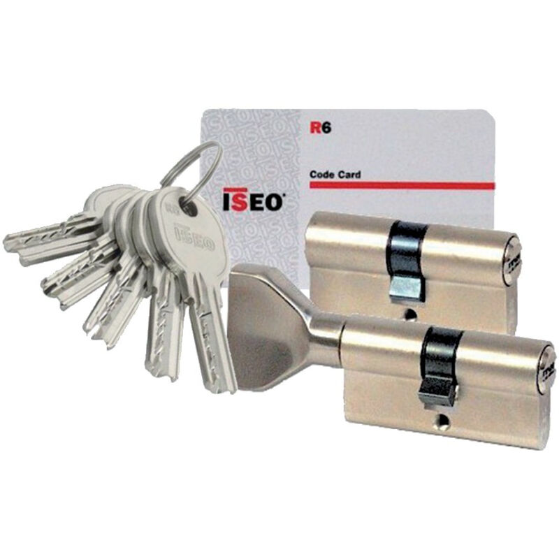 Cylindre à double entrée is R6 30X30 nickelé s'entrouvrant - iseo - 880930309,9