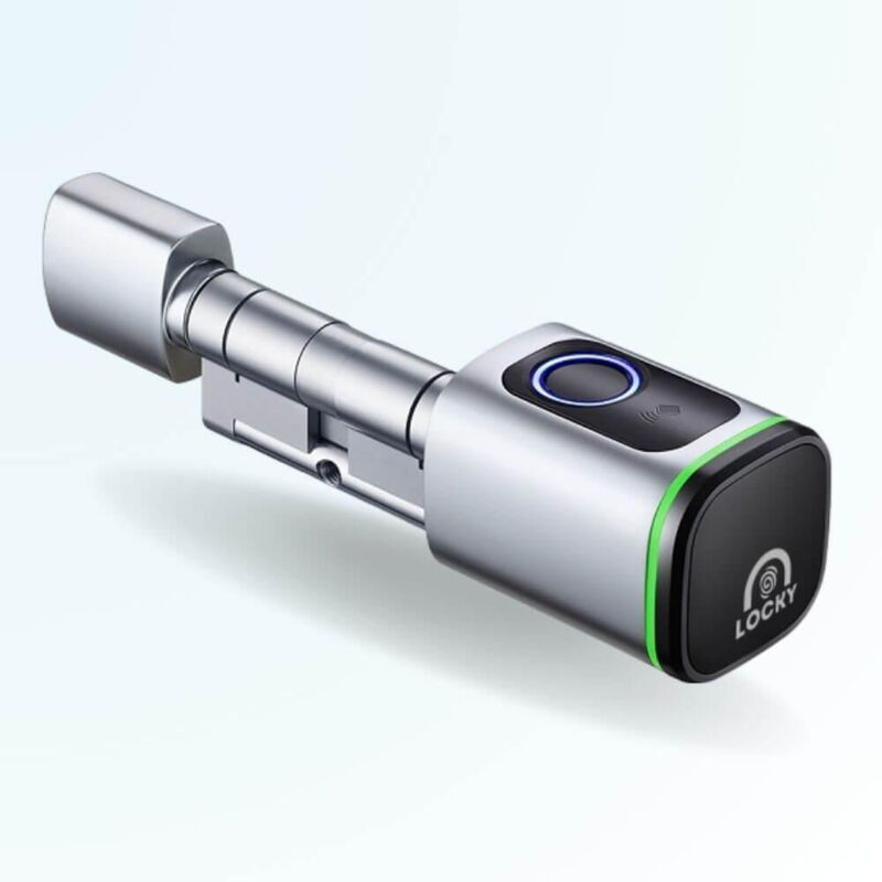Cylindre électronique de serrure connecté LOCKY-10 BIO à empreinte digitale et badge RFID MIFARE