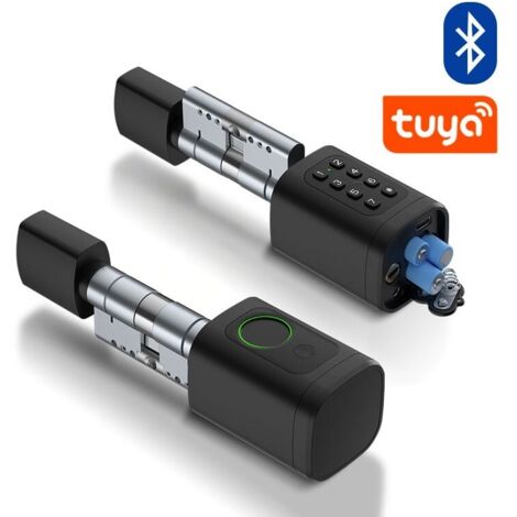 Cylindre Électronique de Serrure Connectée Ouverture Code, RFID et Smartphone