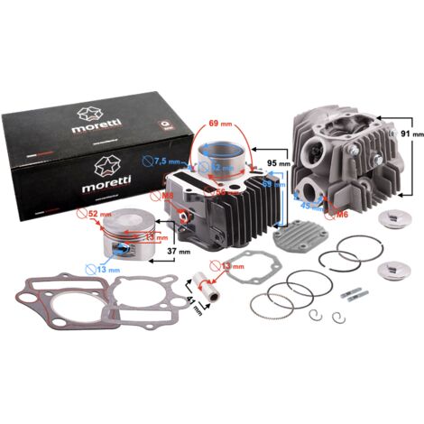 Cylindre et culasse Moretti pour cyclomoteur 4T 110cc 152FMB