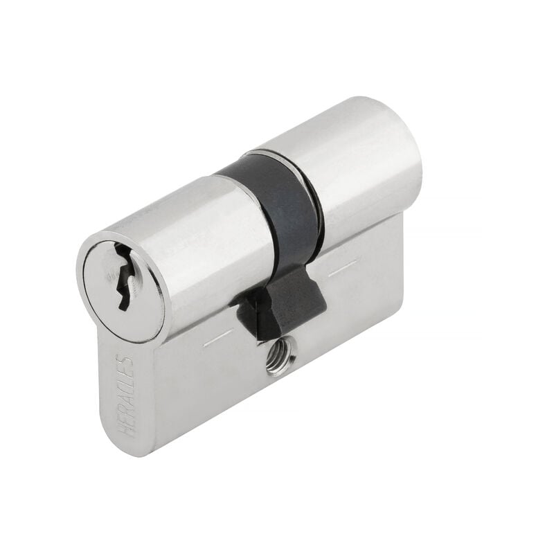 Cylindre à double entrée 5 goupilles 5G 25X25 court sur variure MV9 laiton nickelé Heracles C100002MV9