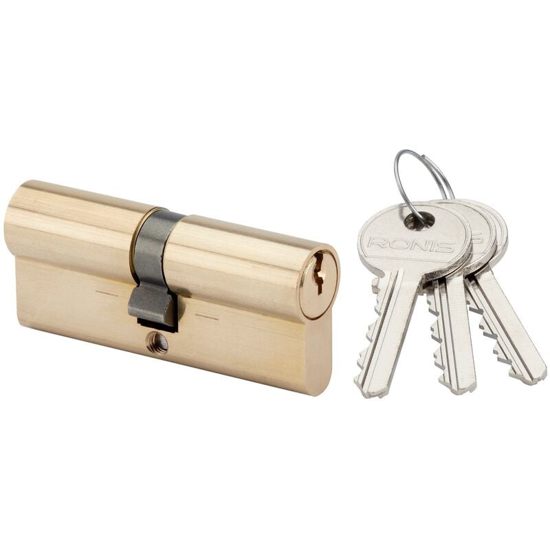 Cylindre européen double entrée 35x35mm laiton sur ptt et edf Ronis 071010PD