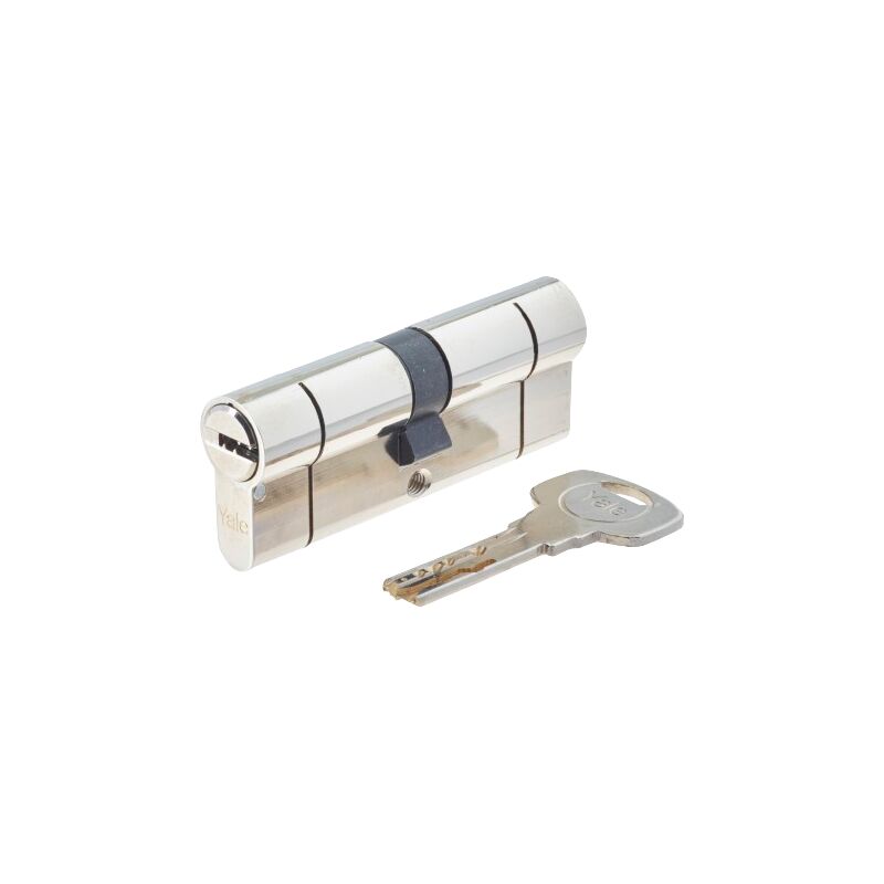 Cylindre de serrure Yale YC2100 - 10 goupilles - 5 clés réversibles - nickelé - 40x40mm