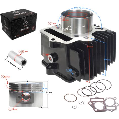 Cylindre Moretti pour cyclomoteur 4T 110cc 152FMB en aluminium