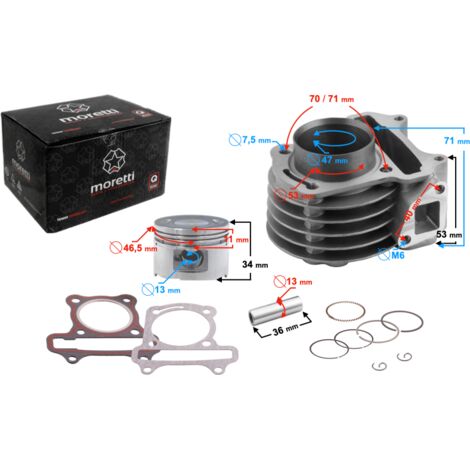 Cylindre Moretti pour scooter 4T 80cc 139QMB