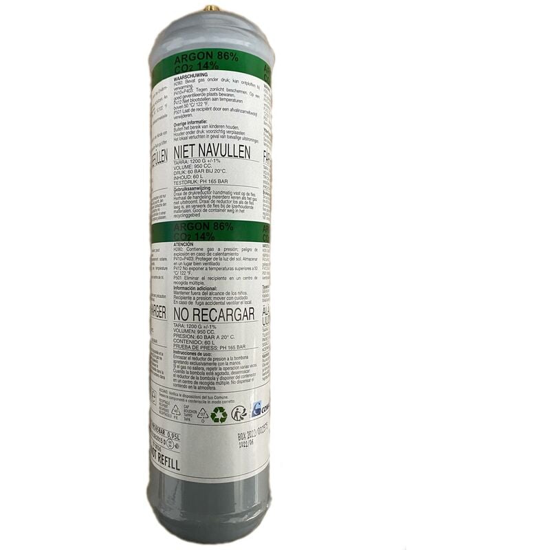 Cylindre non rechargeable tecnoweld ARGON+CO2 92500
