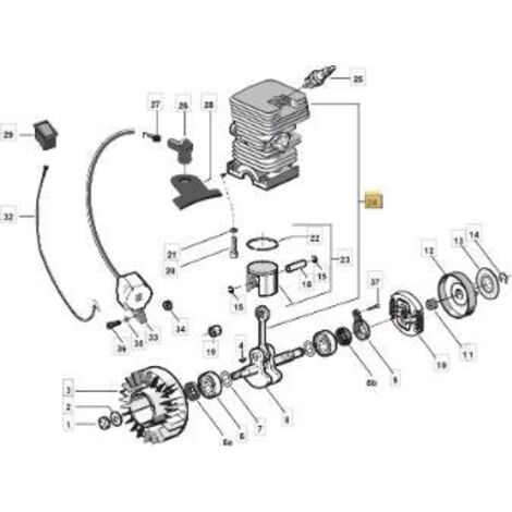 CYLINDRE - PISTON D 39 ORIGINAL STIGA - 8541370/1
