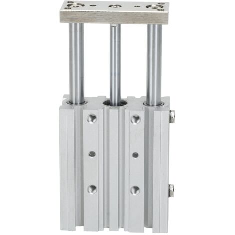 Cylindre Pneumatique Guidé à Double Effet SMC, Alésage 40mm Course 12mm avec 3 Tiges