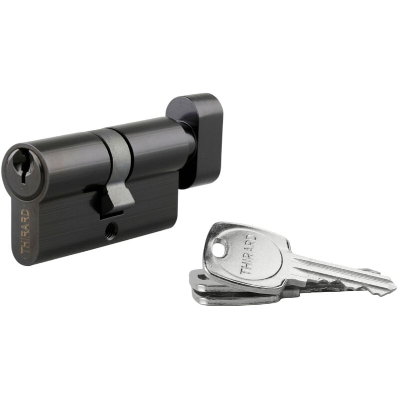Thirard - Cylindre std à bouton 30 x 30 mm anti-arrachement, noir, 3 clés