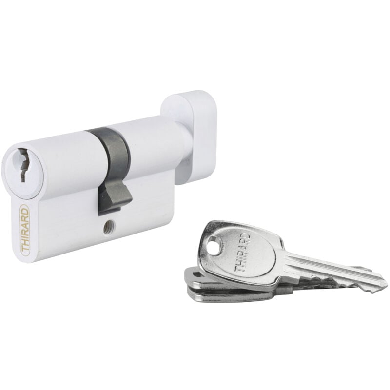 Cylindre std à bouton 30B x 30 mm anti-arrachement, blanc, 3 clés