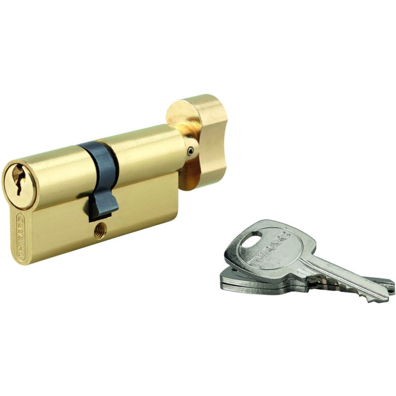 Thirard - Cylindre std à bouton 55B x 45 mm anti-arrachement, laiton, 3 clés