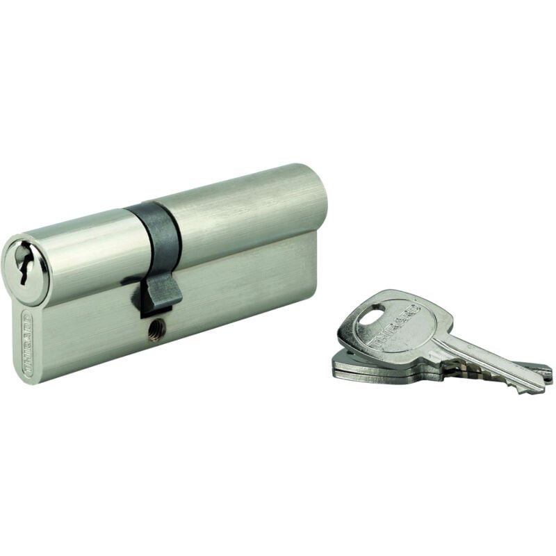 Cylindre std double entrée, 35 x 75 mm anti-arrachement, nickelé, 3 clés