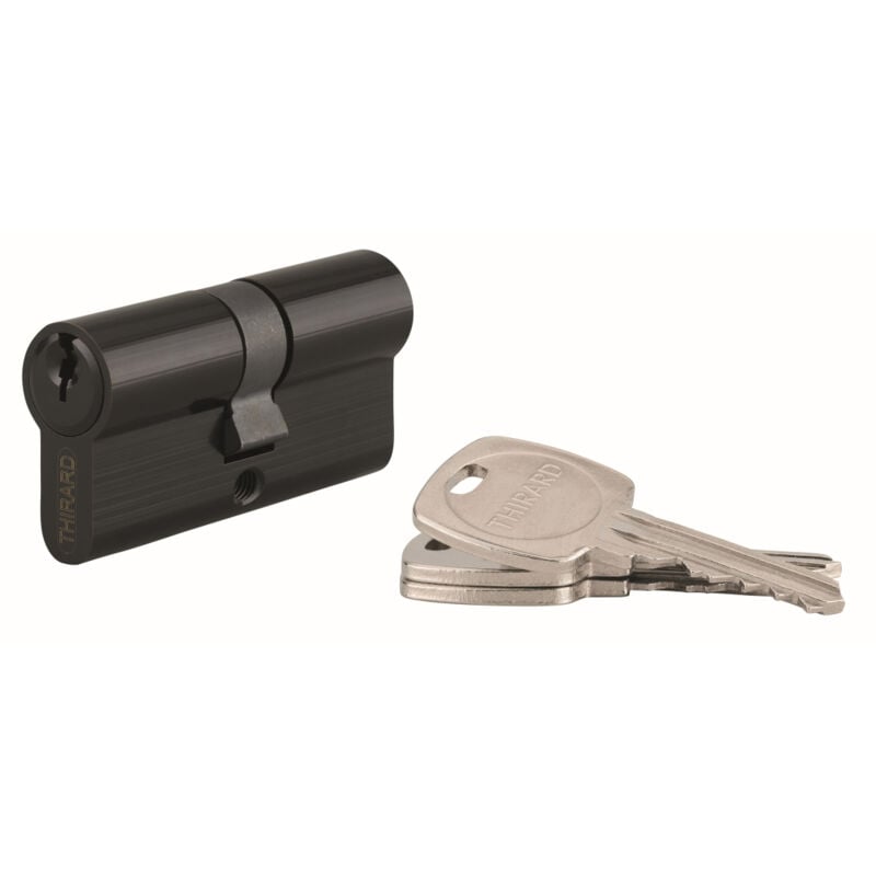 Cylindre std double entrée, 40 x 50 mm anti-arrachement, noir, 3 clés