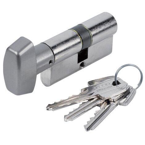 Cylindre TE5 30 x 30 Bouton Laiton Nickelé sur N° 68454B - Tesa securité