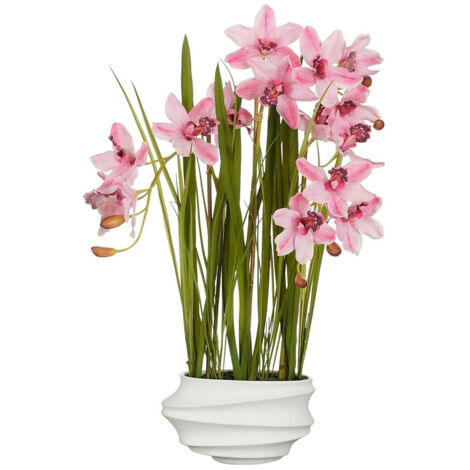 Cymbidium "Boat Orchid" Plante artificielle rose avec pot
