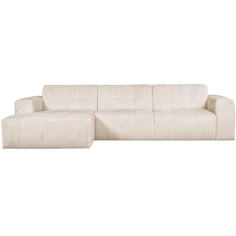 Mobilier Deco - cynda - Canapé d'angle en tissu capitonné beige - Angle gauche