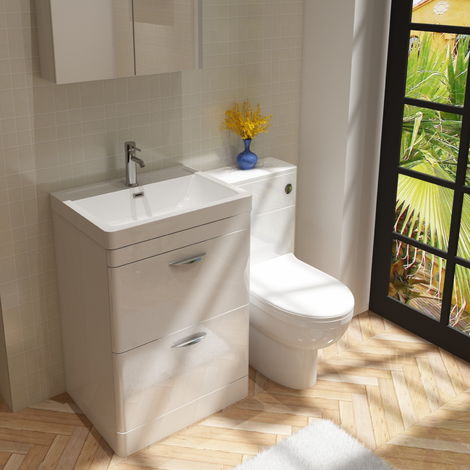 Soft Close Seat & Cistern VeeBath Cyrenne Bathroom Furniture Suite Vanity Basin Cabinet WC Toilet Unit Pan 1100mm 