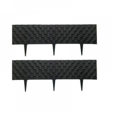 Cyslmuk – 60cm Garden Edging – Weatherproof Plastic Palisade – 95mm Height – Anthracite Rattan Look – Pack of 2 Modules