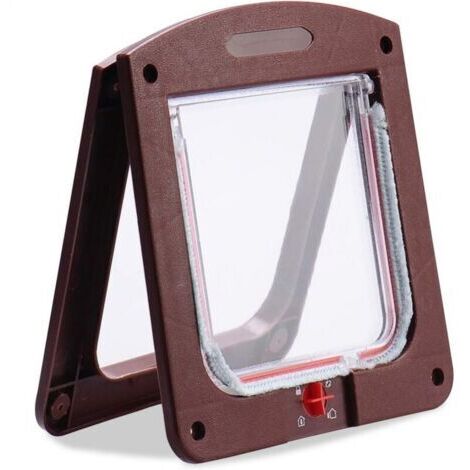 Cyslmuk – Cat and Small Dog Door – 4-Way Locking – Water-Resistant ABS Plastic – Easy Installation on Wood and Glass