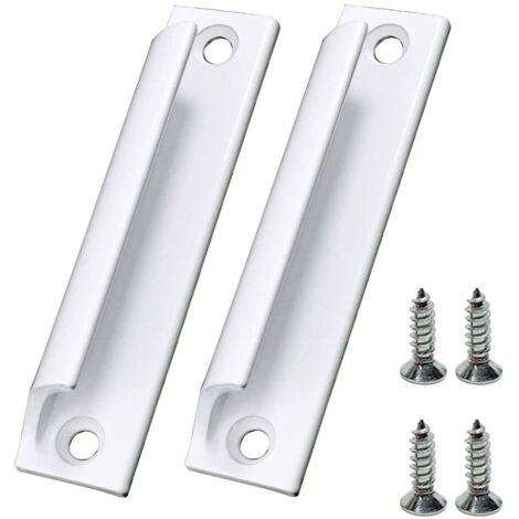 Cyslmuk – Poignée de porte coulissante 2 pièces – Alliage d'aluminium blanc – Longueur 90 mm – Vis incluses – Pour portes-fenêtres et fenêtres