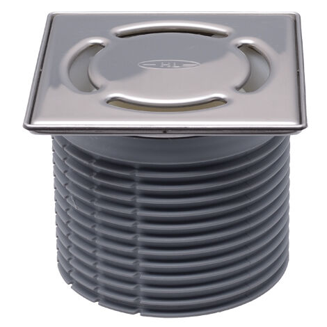 D 110mm Edelstahl 121x121mm/115x115mm Gitterhalter mit Siphon. Klick-Klack-System. Schutz-/Montagekappe