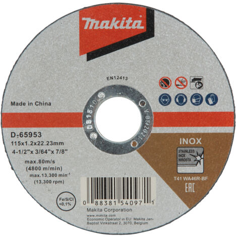 D-65953-10 Disque à tronçonner 115 x 1,0 x 22,23 mm, WA46R, 10 pcs.