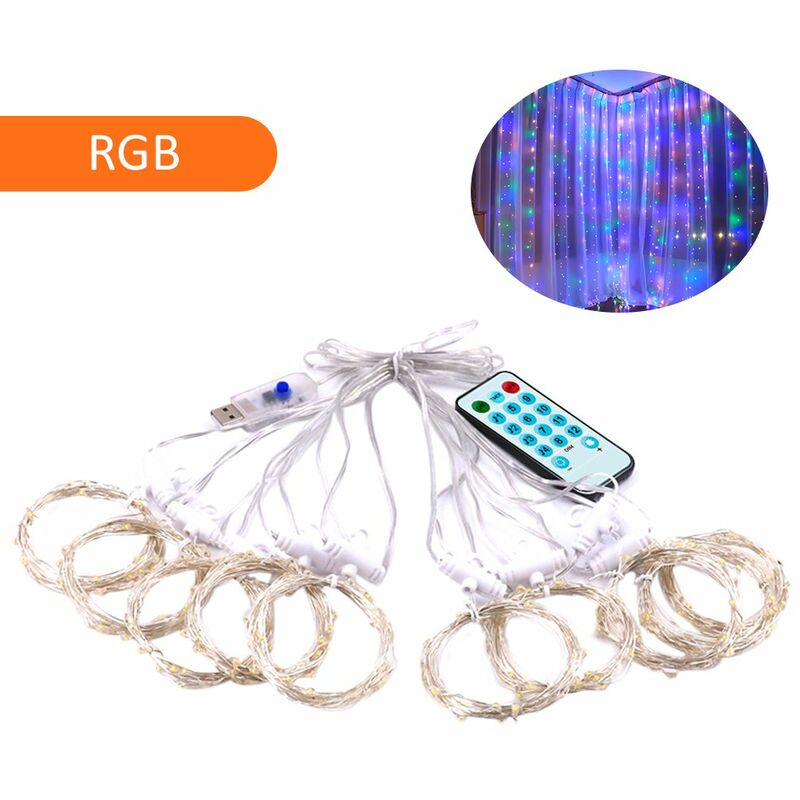 

D C 5 V 5 W, cortina de luz con musica de hadas, cadena de luz, con control remoto, resistencia al agua IP65,RGB