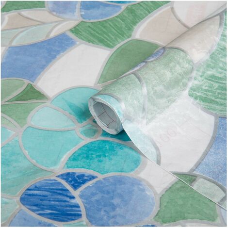 d-c-fix Pellicola adesiva per vetri finestre privacy autoadesivo Lisboa blue oscurante opaca decorative impermeabile per cucina, casa, ufficio, bagno, doccia carta 45 x 200 cm