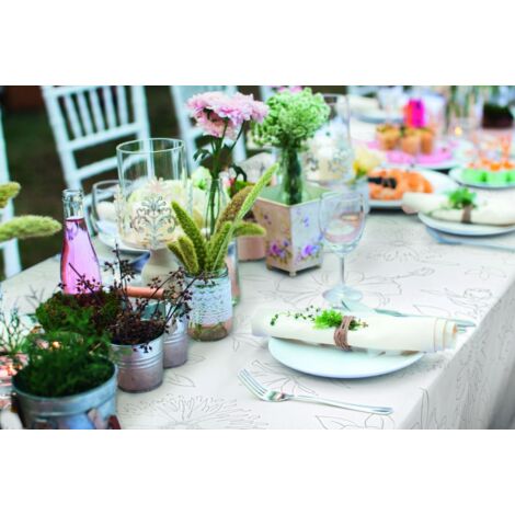 d-c-table® Tischdecke Manhattan Vlies Palmas 110 x 140 cm, natur Tischdecke