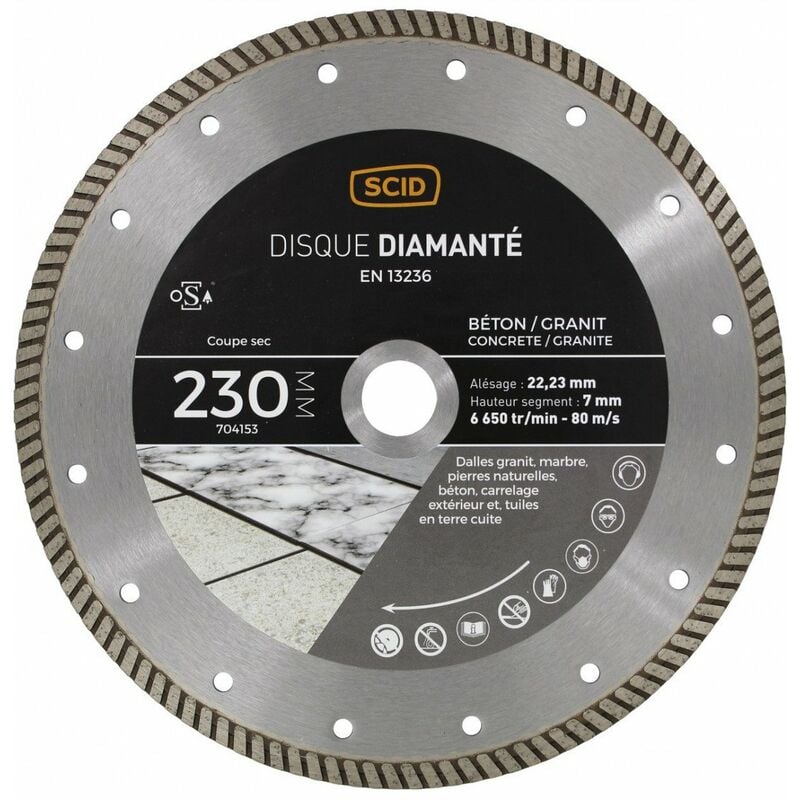 Scid - Disque béton granit crénelé 230 22,23