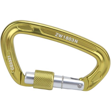 D-Karabiner aus Luftfahrtaluminium, einfache Verbindung, rutschfest und langlebig, sicher, gelb