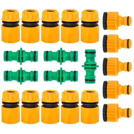(D) Kit de raccordement rapide pour robinet d'arrosage, 4 raccords de tuyau d'eau, rallonge, combinaison de raccords de tuyau d'eau