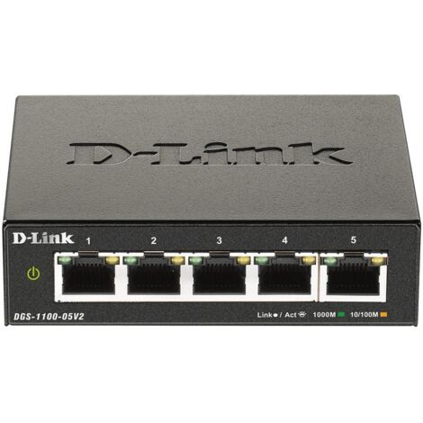 D-Link DGS-1100-05V2/E switch di rete Gestito L2 Gigabit Ethernet (10/100/1000) Nero