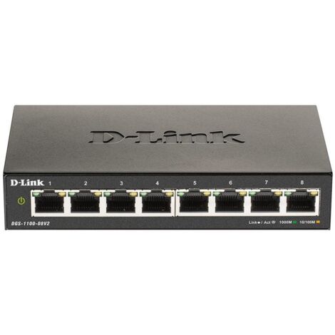 D-Link DGS-1100-08V2 Gestito L2 Gigabit Ethernet (10/100/1000) Nero
