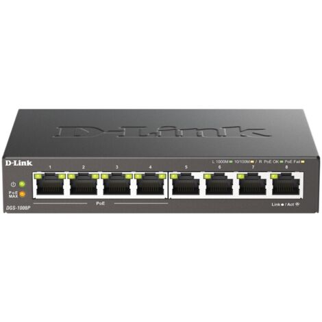 D-Link Switch 08P DT DGS-1008P/E green 10/100/1000 L2 PoE