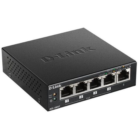 D-LINK Switch de bureau DGS-1005P - Gigabit Poe+ 5 ports - Noir