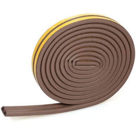 D-Type De Fenetre Joint Bande Calfeutrage Interieur Fenetre Seal Meteo Strip Gap Insonorisation Weatherstrip Blocker 16Ft 5M Auto-Adhesif Bande De Mousse Pour Fenetre Porte Epdm Type D, Marron thsinde