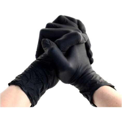 D-Work 1000 Gants Nitrile Noirs Non Poudrés Taille XL (9/10) - Résistants - Usage Alimentaire et Professionnel - Conformité CE - AQL 1.5