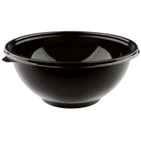 D-Work Saladier Rond Noir Cristal 2250 ml - D. 26 x H. 9 cm -  PET Réutilisable - Élégance et Praticité pour vos Repas