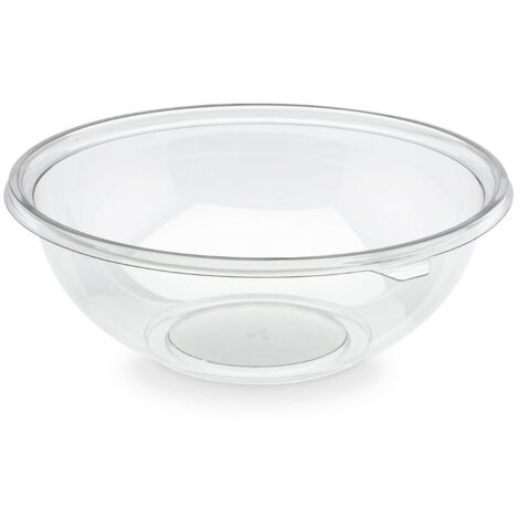 D-Work Saladier Rond Transparent Cristal avec Élégant Design Vérifié - 50 pièces de 2250 ml D. 26 x H. 9 cm en  PET Réutilisable - Idéal pour Plats Froids et Réceptions