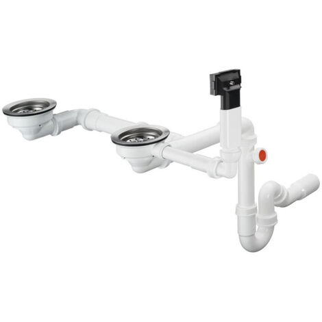 D17-10 Garniture de vidage manuelle pour double cuve granite chroméé